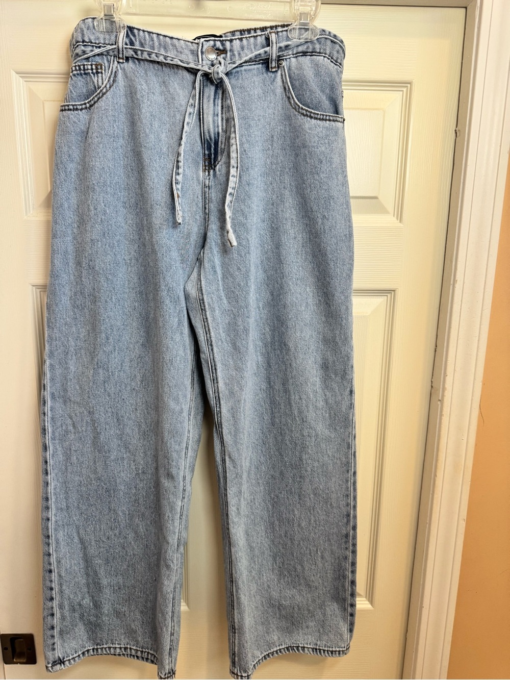 Buffalo Cropped Ankle Jeans Light Blue Jeans with Drawstring - sz 12 - Picture 2 of 11